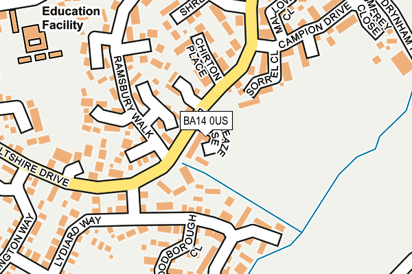 BA14 0US map - OS OpenMap – Local (Ordnance Survey)