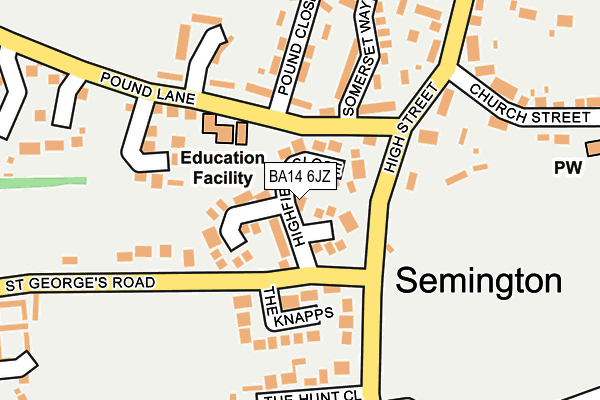 BA14 6JZ map - OS OpenMap – Local (Ordnance Survey)