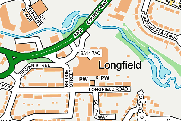 BA14 7AQ map - OS OpenMap – Local (Ordnance Survey)