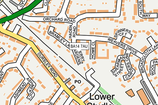 BA14 7AU map - OS OpenMap – Local (Ordnance Survey)