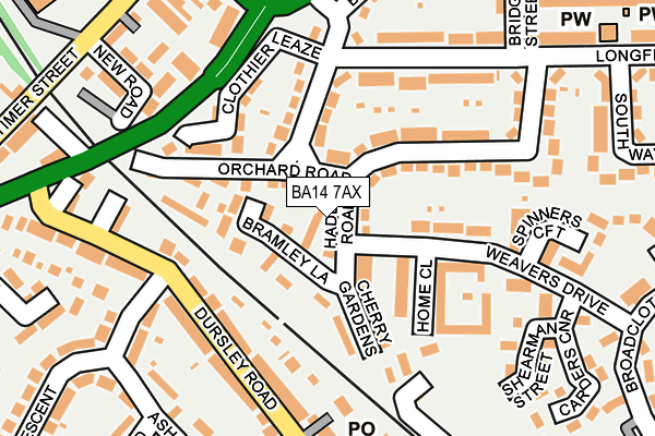 BA14 7AX map - OS OpenMap – Local (Ordnance Survey)