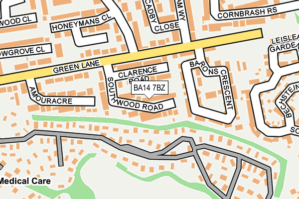 BA14 7BZ map - OS OpenMap – Local (Ordnance Survey)