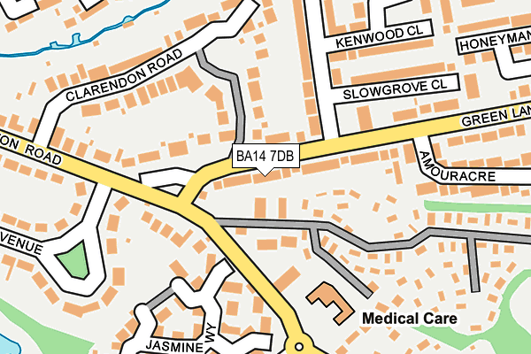 BA14 7DB map - OS OpenMap – Local (Ordnance Survey)