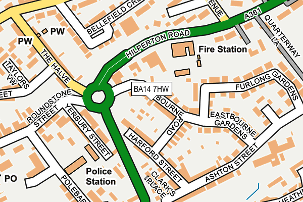 BA14 7HW map - OS OpenMap – Local (Ordnance Survey)