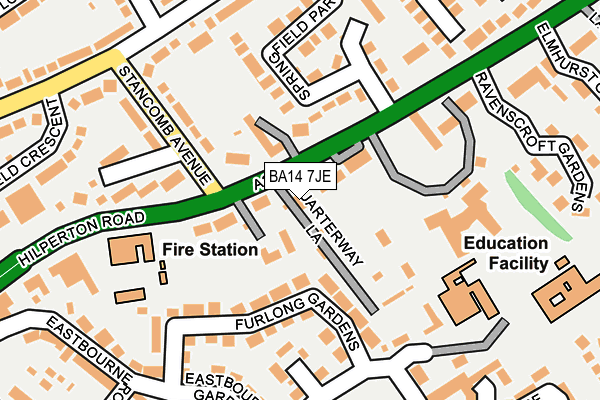 BA14 7JE map - OS OpenMap – Local (Ordnance Survey)