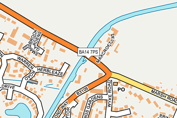 BA14 7PS map - OS OpenMap – Local (Ordnance Survey)