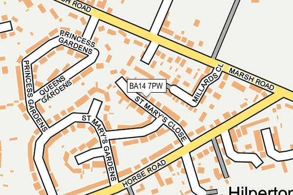 BA14 7PW map - OS OpenMap – Local (Ordnance Survey)