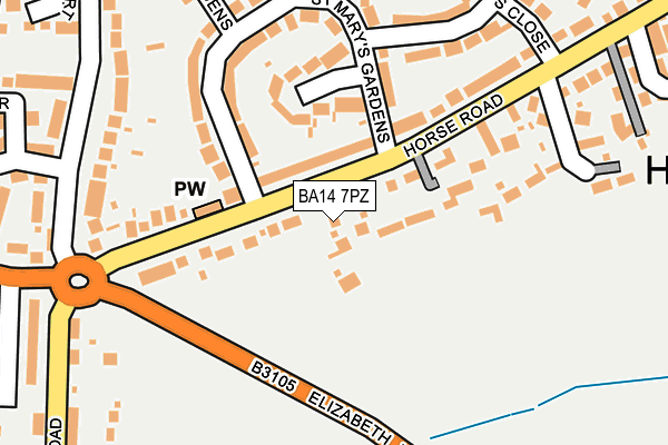 BA14 7PZ map - OS OpenMap – Local (Ordnance Survey)