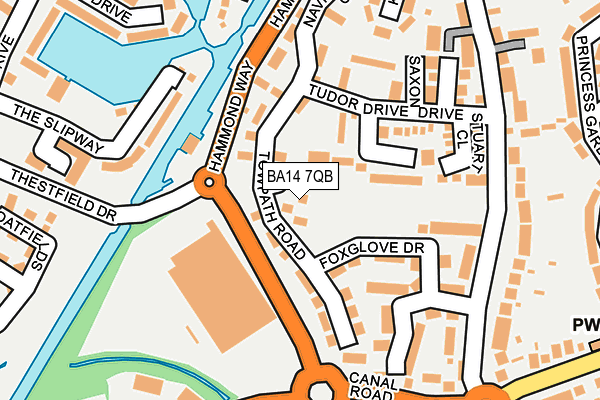 BA14 7QB map - OS OpenMap – Local (Ordnance Survey)