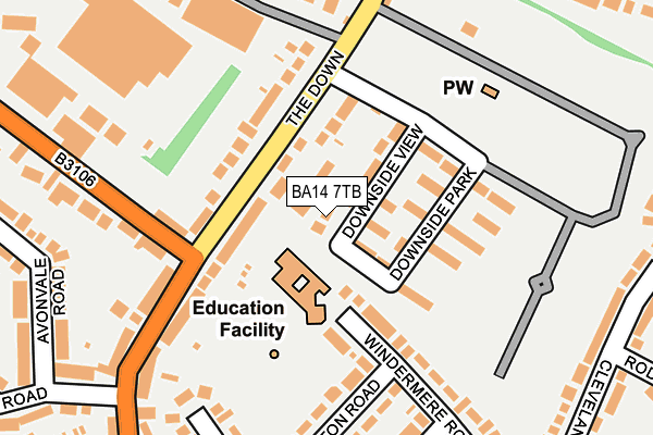 BA14 7TB map - OS OpenMap – Local (Ordnance Survey)