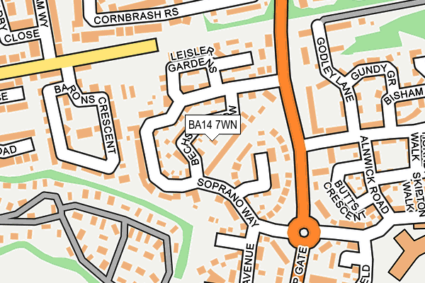 BA14 7WN map - OS OpenMap – Local (Ordnance Survey)