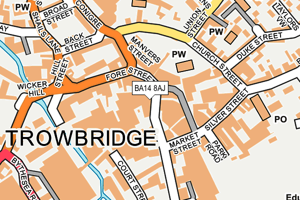 BA14 8AJ map - OS OpenMap – Local (Ordnance Survey)