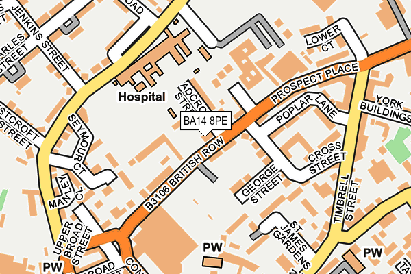 BA14 8PE map - OS OpenMap – Local (Ordnance Survey)