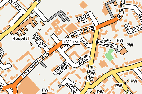 BA14 8PZ map - OS OpenMap – Local (Ordnance Survey)