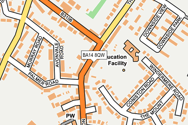 BA14 8QW map - OS OpenMap – Local (Ordnance Survey)