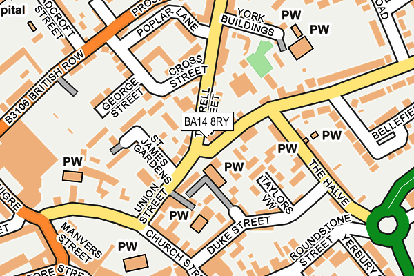 BA14 8RY map - OS OpenMap – Local (Ordnance Survey)