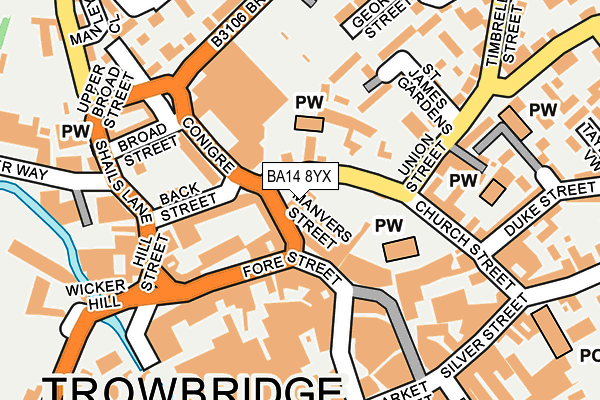 BA14 8YX map - OS OpenMap – Local (Ordnance Survey)