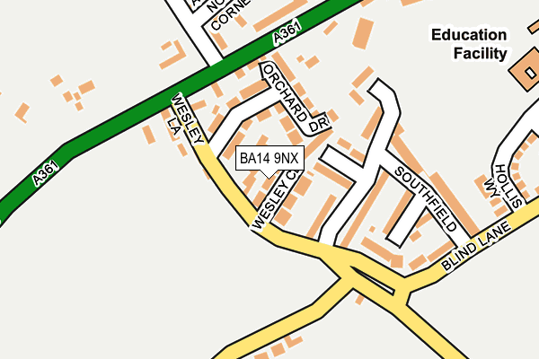 BA14 9NX map - OS OpenMap – Local (Ordnance Survey)