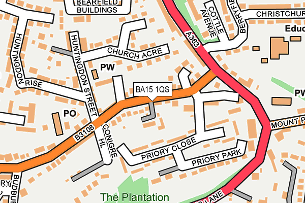 BA15 1QS map - OS OpenMap – Local (Ordnance Survey)