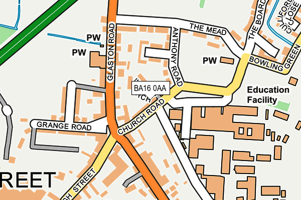 BA16 0AA map - OS OpenMap – Local (Ordnance Survey)