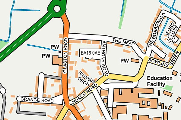 BA16 0AE map - OS OpenMap – Local (Ordnance Survey)