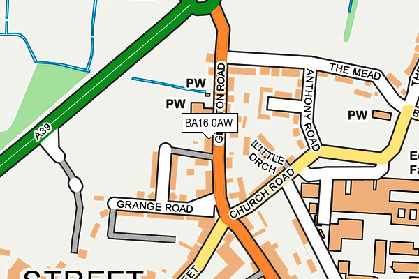 BA16 0AW map - OS OpenMap – Local (Ordnance Survey)