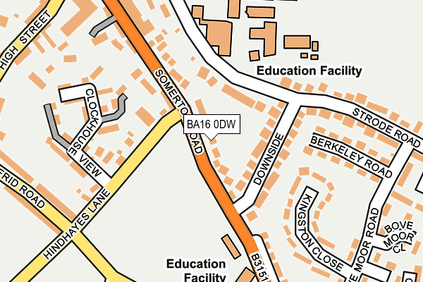 BA16 0DW map - OS OpenMap – Local (Ordnance Survey)