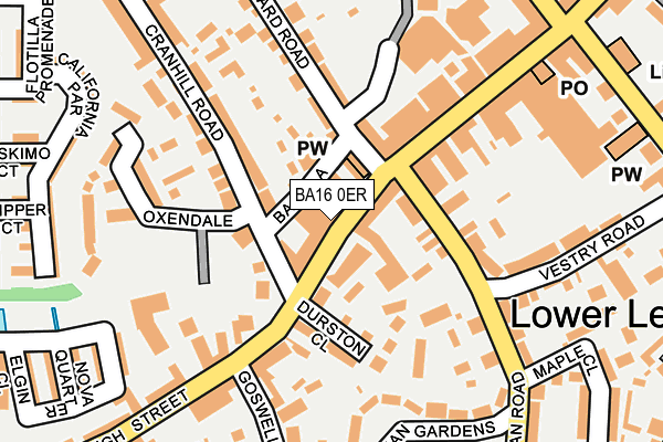 BA16 0ER map - OS OpenMap – Local (Ordnance Survey)