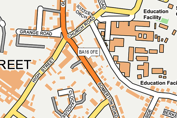 BA16 0FE map - OS OpenMap – Local (Ordnance Survey)