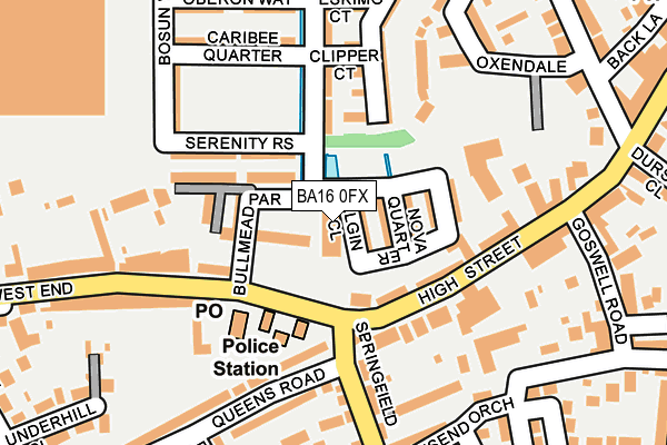 BA16 0FX map - OS OpenMap – Local (Ordnance Survey)