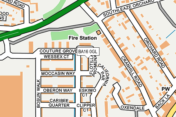 BA16 0GL map - OS OpenMap – Local (Ordnance Survey)