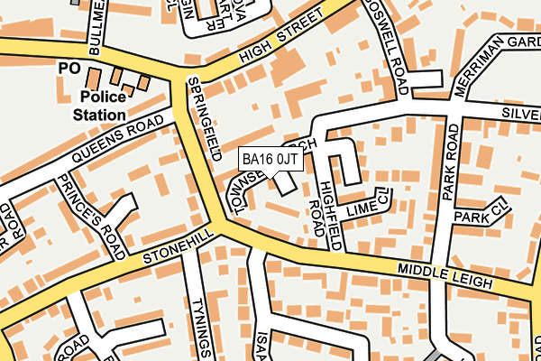 BA16 0JT map - OS OpenMap – Local (Ordnance Survey)