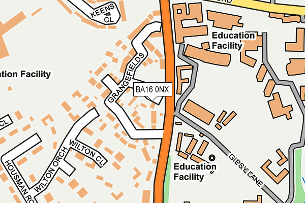 BA16 0NX map - OS OpenMap – Local (Ordnance Survey)