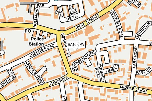 BA16 0PA map - OS OpenMap – Local (Ordnance Survey)