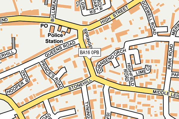 BA16 0PB map - OS OpenMap – Local (Ordnance Survey)