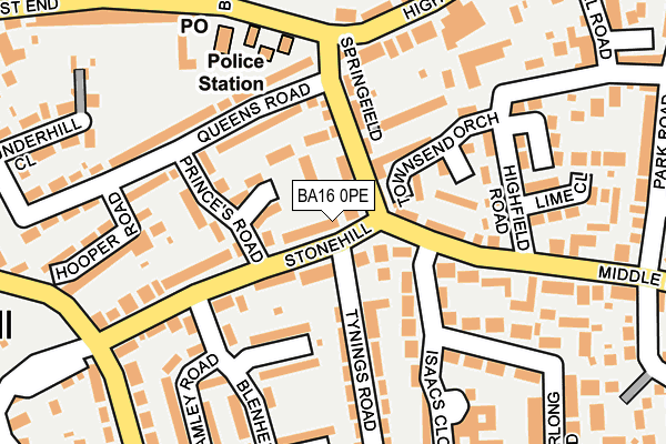 BA16 0PE map - OS OpenMap – Local (Ordnance Survey)