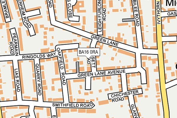 BA16 0RA map - OS OpenMap – Local (Ordnance Survey)