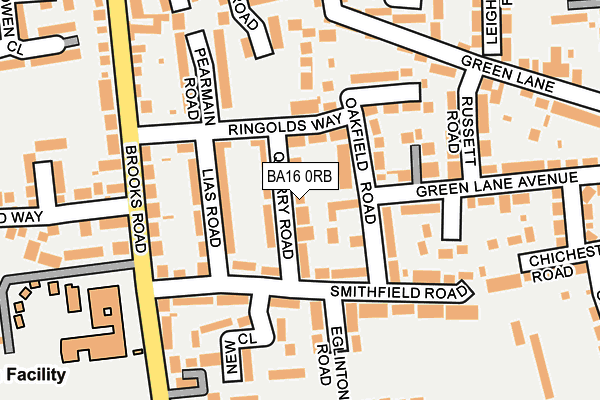 BA16 0RB map - OS OpenMap – Local (Ordnance Survey)