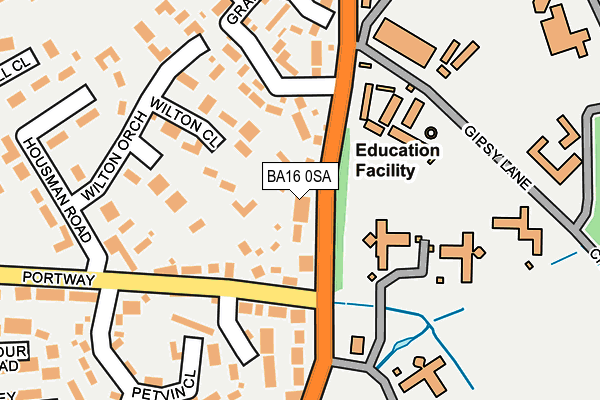 BA16 0SA map - OS OpenMap – Local (Ordnance Survey)