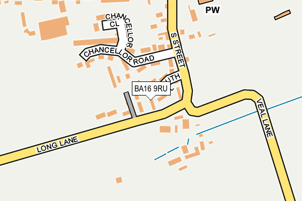 BA16 9RU map - OS OpenMap – Local (Ordnance Survey)