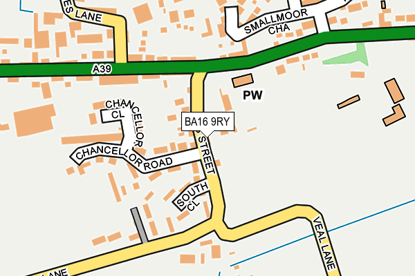 BA16 9RY map - OS OpenMap – Local (Ordnance Survey)