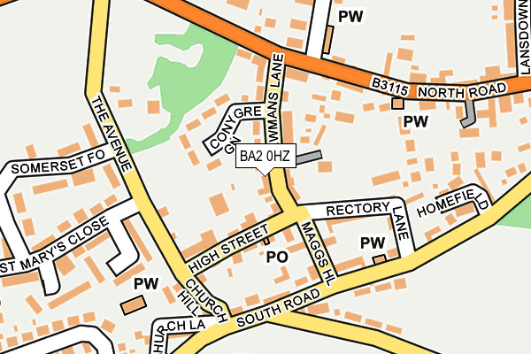 BA2 0HZ map - OS OpenMap – Local (Ordnance Survey)