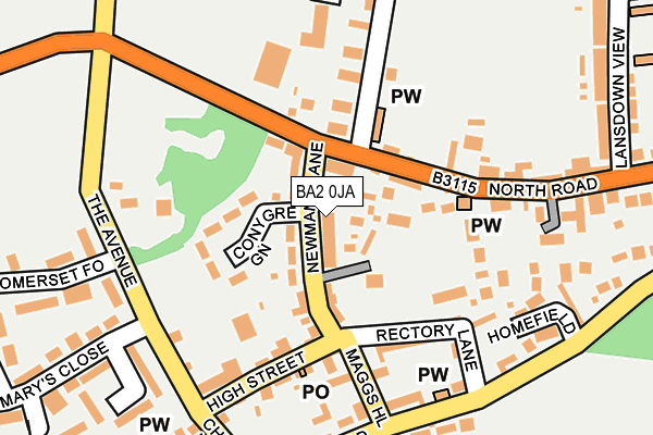 BA2 0JA map - OS OpenMap – Local (Ordnance Survey)