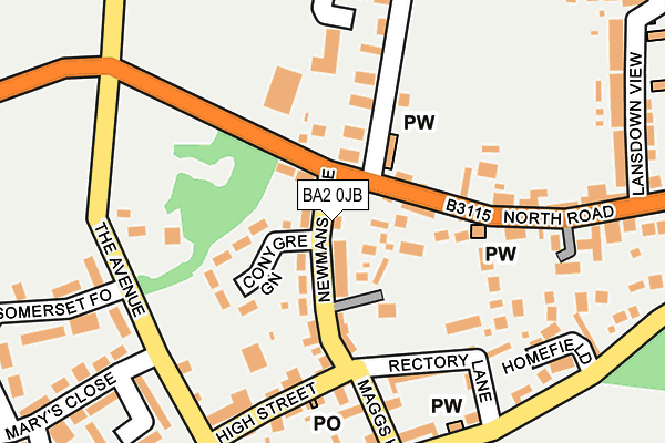 BA2 0JB map - OS OpenMap – Local (Ordnance Survey)