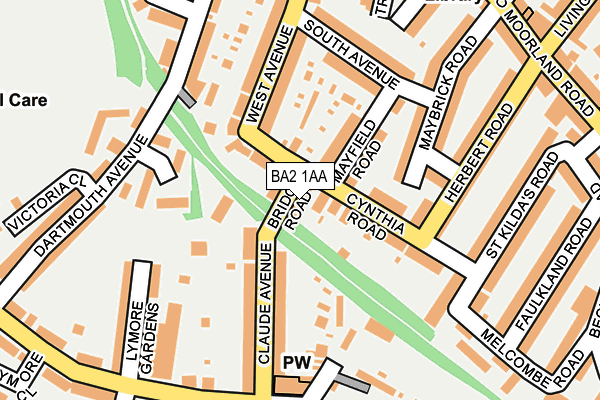 BA2 1AA map - OS OpenMap – Local (Ordnance Survey)