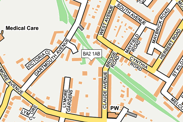 BA2 1AB map - OS OpenMap – Local (Ordnance Survey)