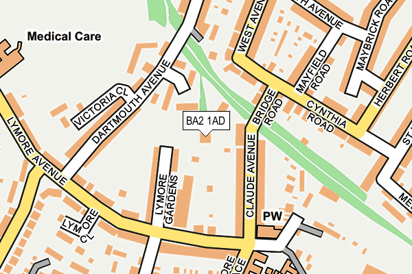 BA2 1AD map - OS OpenMap – Local (Ordnance Survey)