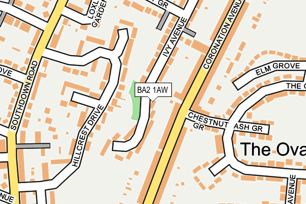 BA2 1AW map - OS OpenMap – Local (Ordnance Survey)