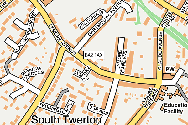 BA2 1AX map - OS OpenMap – Local (Ordnance Survey)