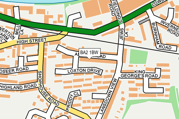 BA2 1BW map - OS OpenMap – Local (Ordnance Survey)